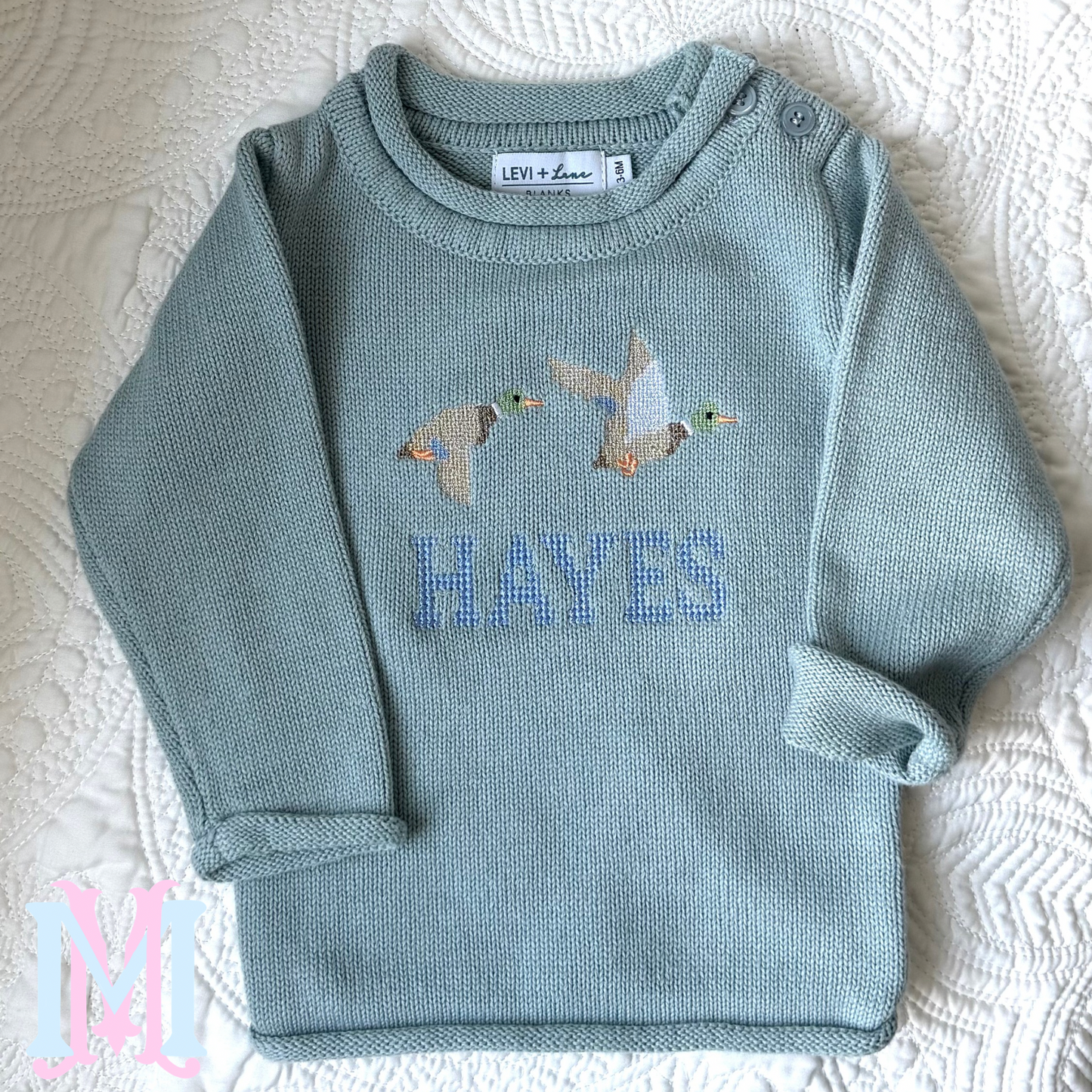 Mallard Boys Roll Neck Sweater in Cross Stitch Design