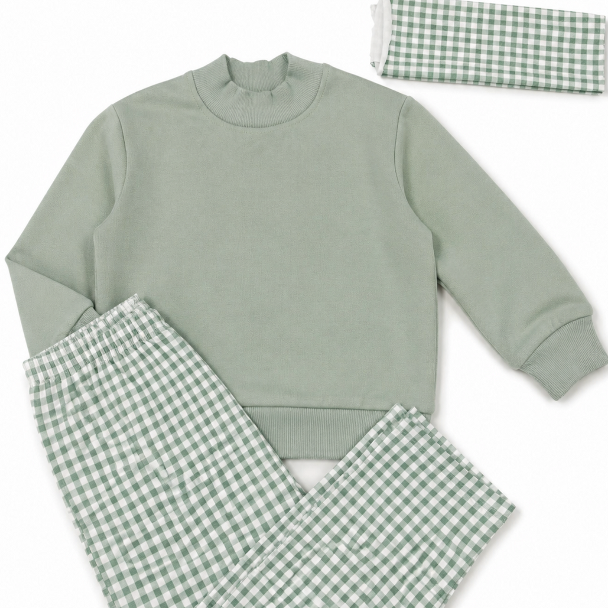 Pre Order Sage Gingham Pants to Match Mock Neck