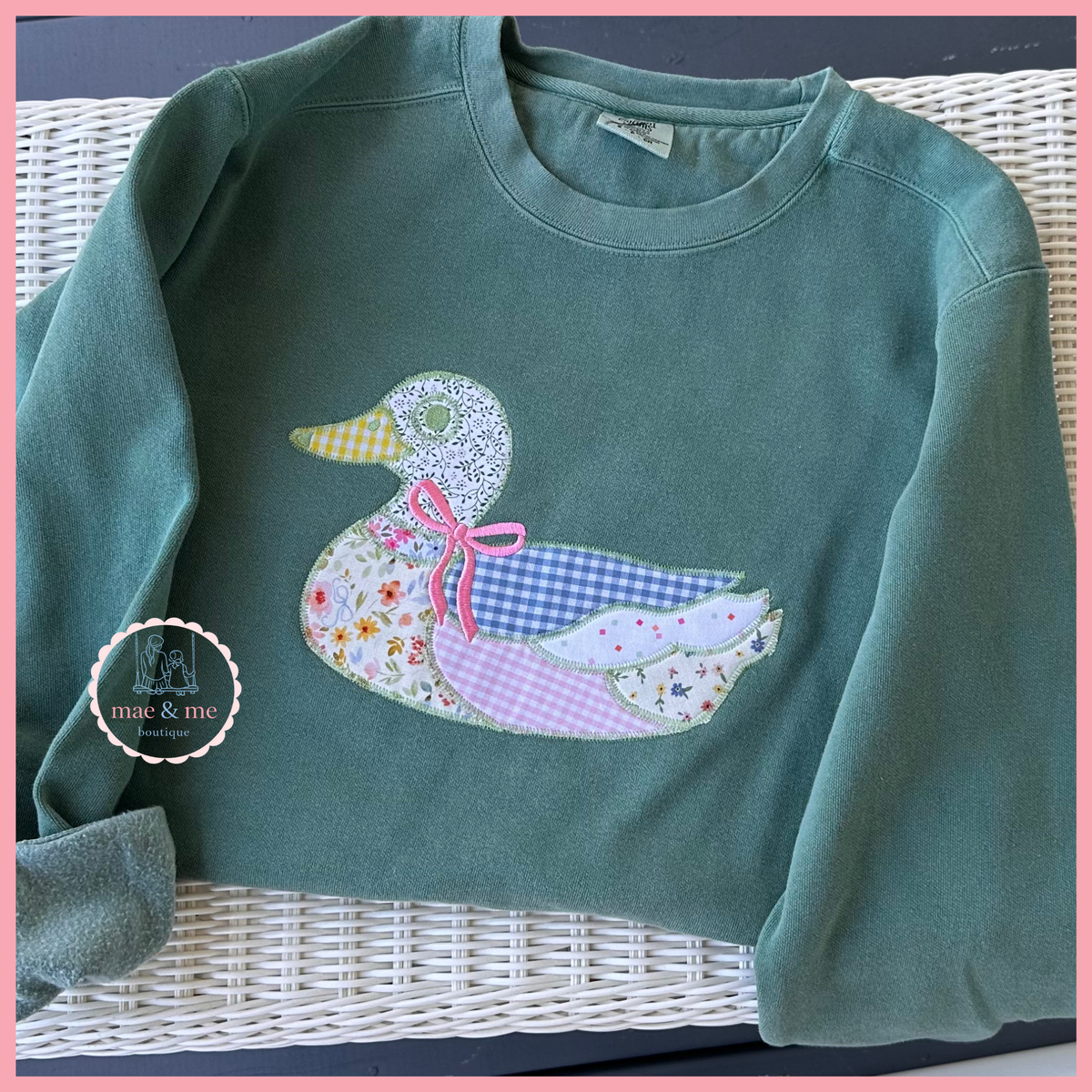 Patchwork Embroidered Duck Crewneck Sweatshirt