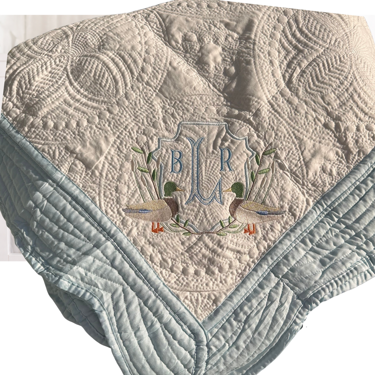Heirloom Baby Quilted Blanket with Custom Embroidery