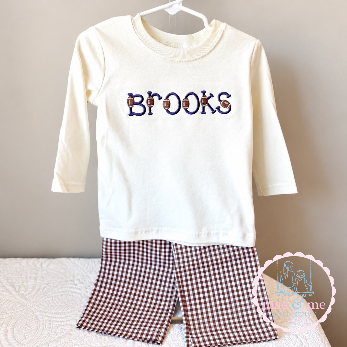 Football Name Embroidered Long Sleeve Tee