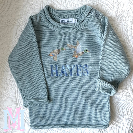 Mallard Boys Roll Neck Sweater in Cross Stitch Design