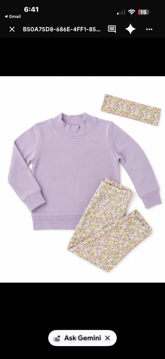 Pre Order Purple Floral Pants to Match Mock Neck