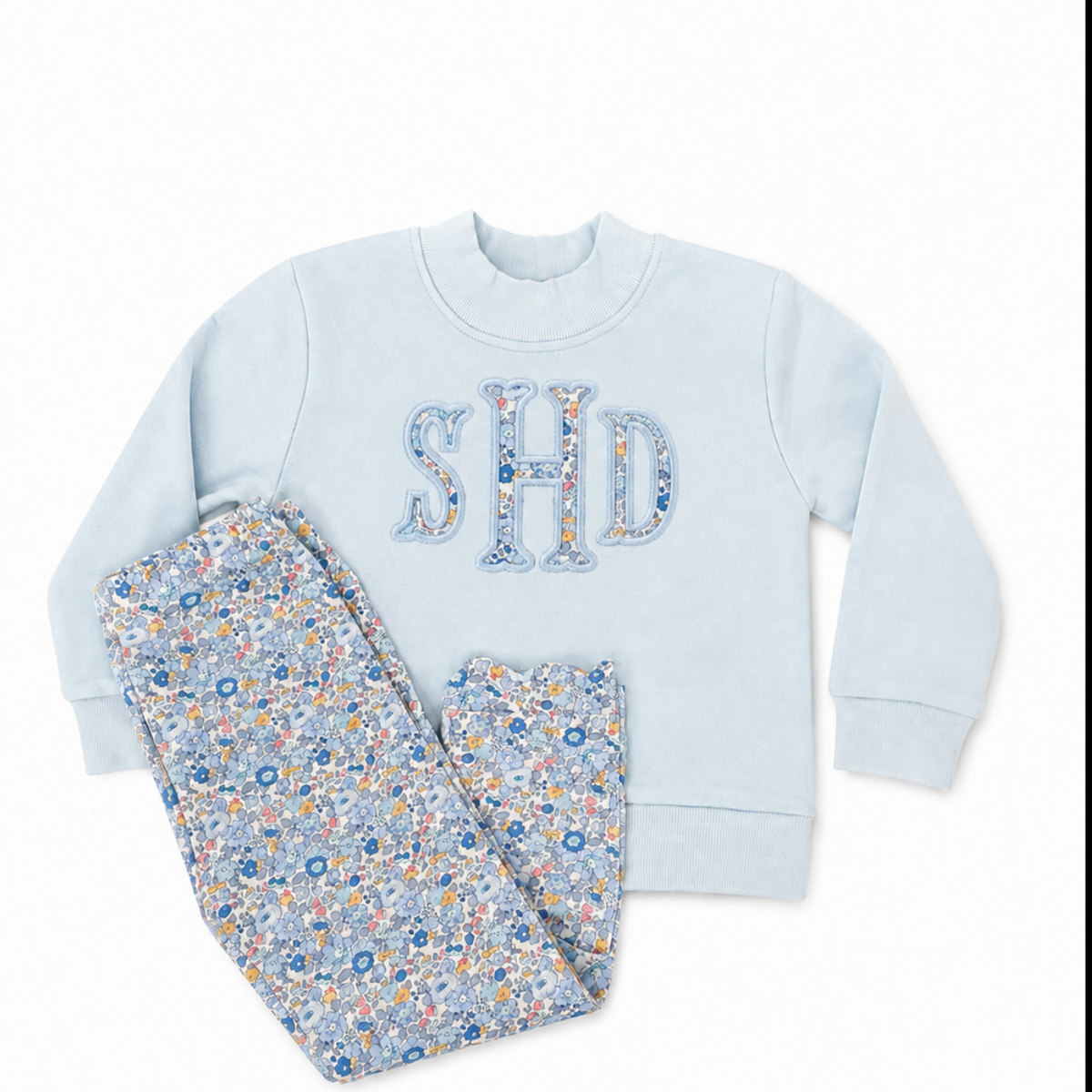 Pre Order Blue Floral Pants to Match Mock Neck