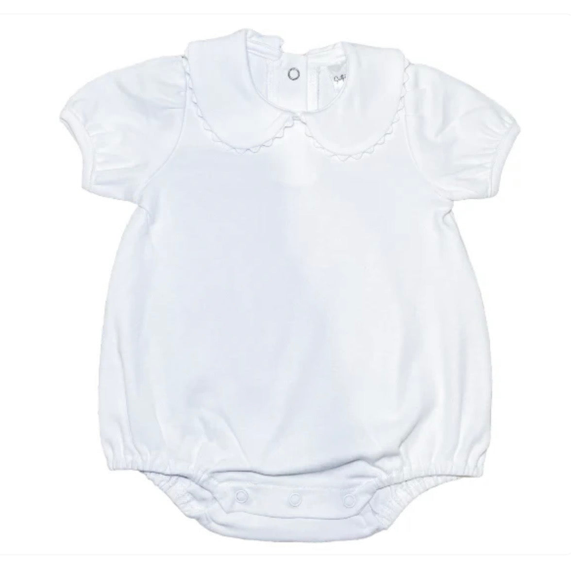 Scalloped Collard Bubble Short Sleeve with Florals and Monogram