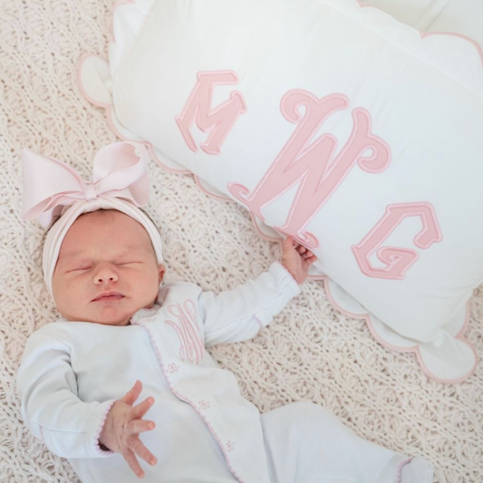 Newborn Baby Picot Pink Sleeper