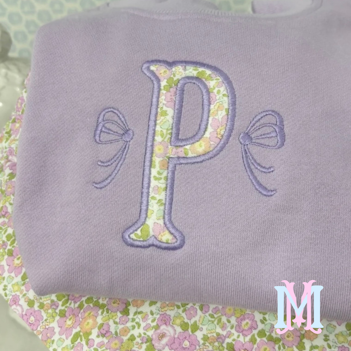 Pre Order Lavender Mockneck with Floral Applique