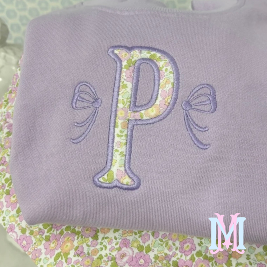 Pre Order Lavender Mockneck with Floral Applique