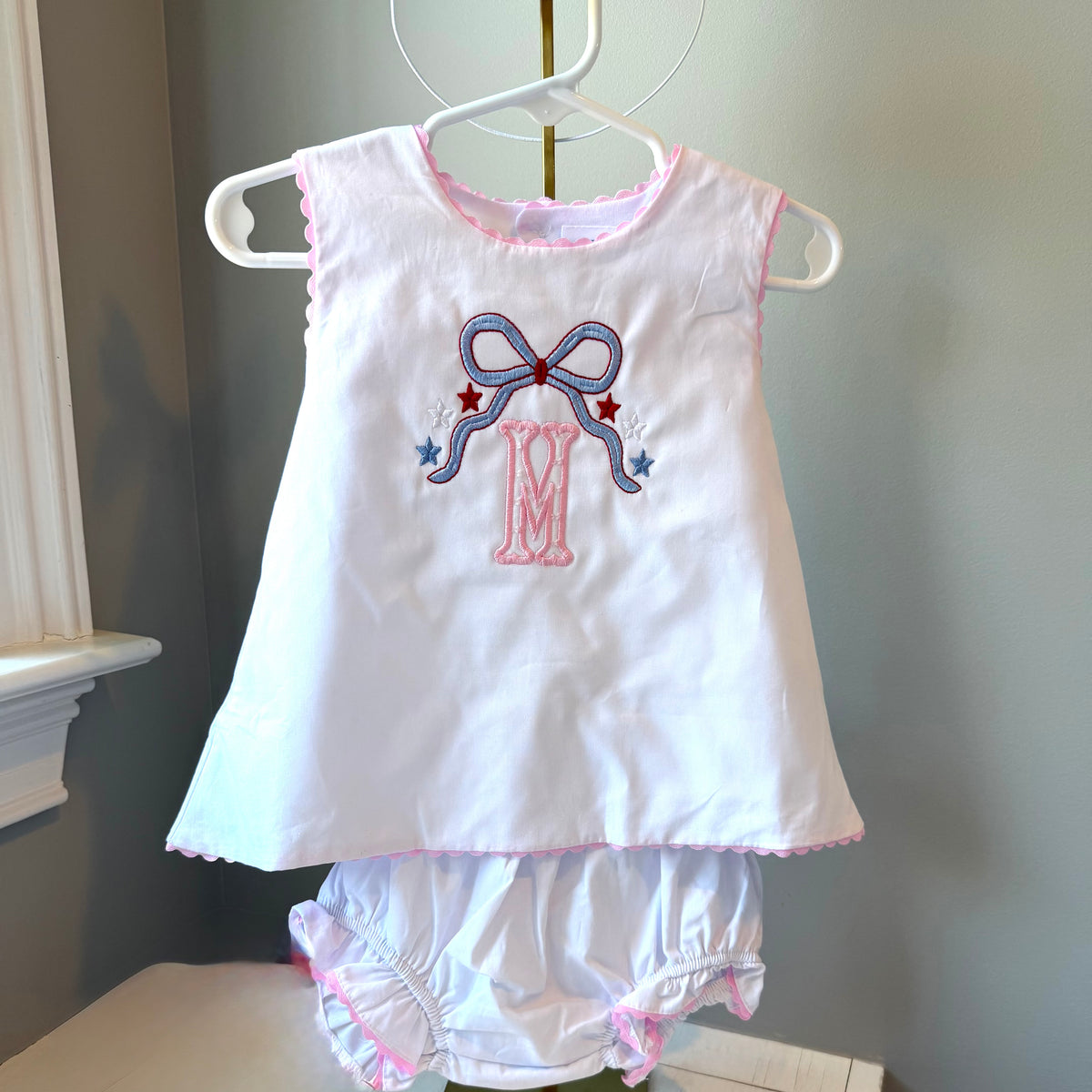 Swing Back Bloomer Set Trimmed in Pink Ricrac