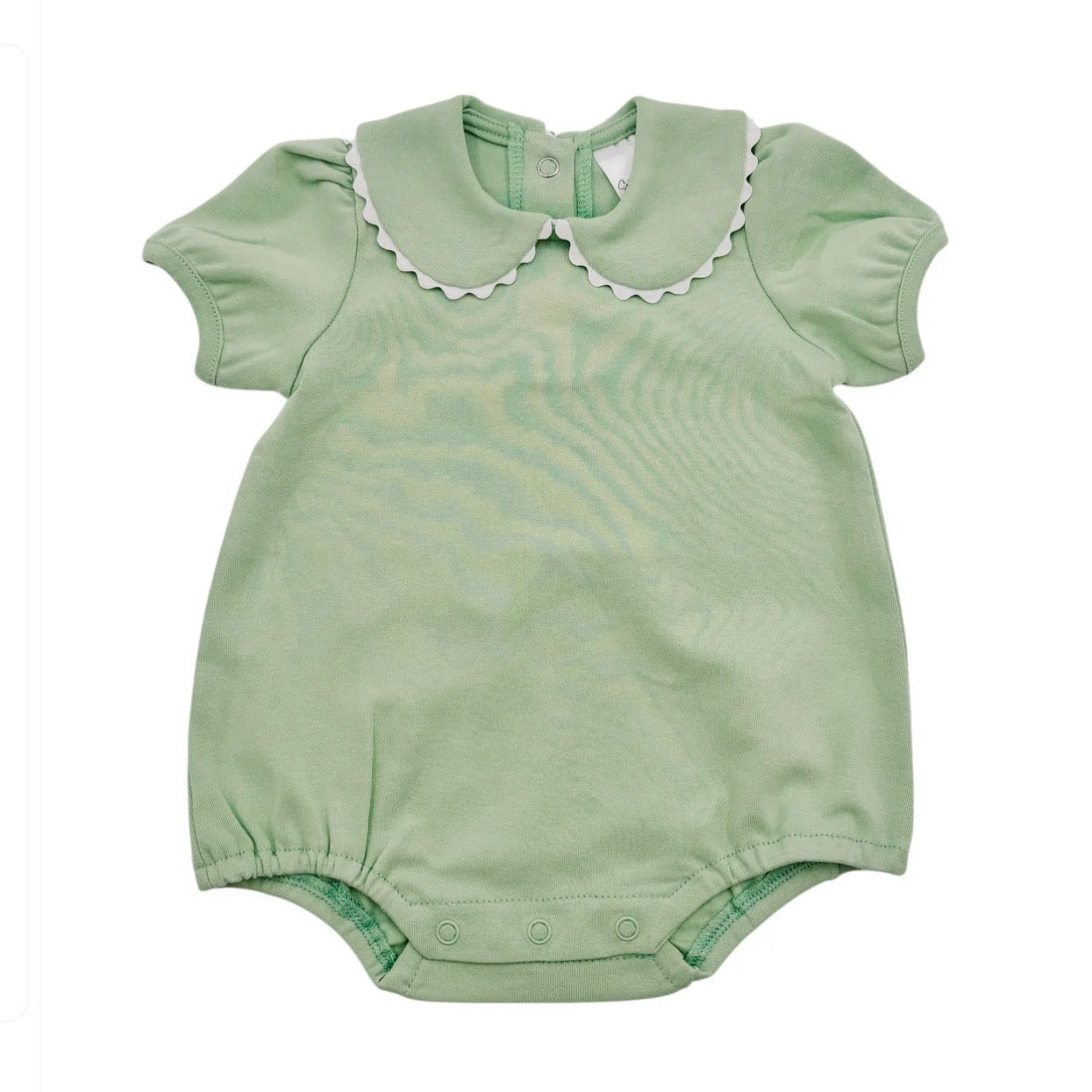 Scalloped Collard Bubble Short Sleeve with Florals and Monogram