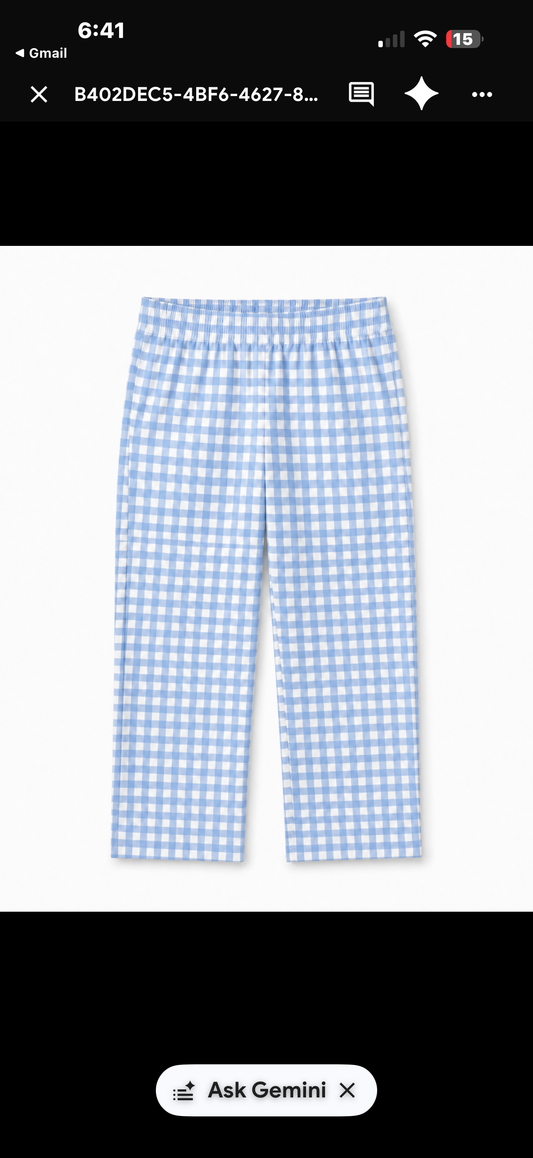 Pre Order Blue Gingham Pants to Match Mock Neck