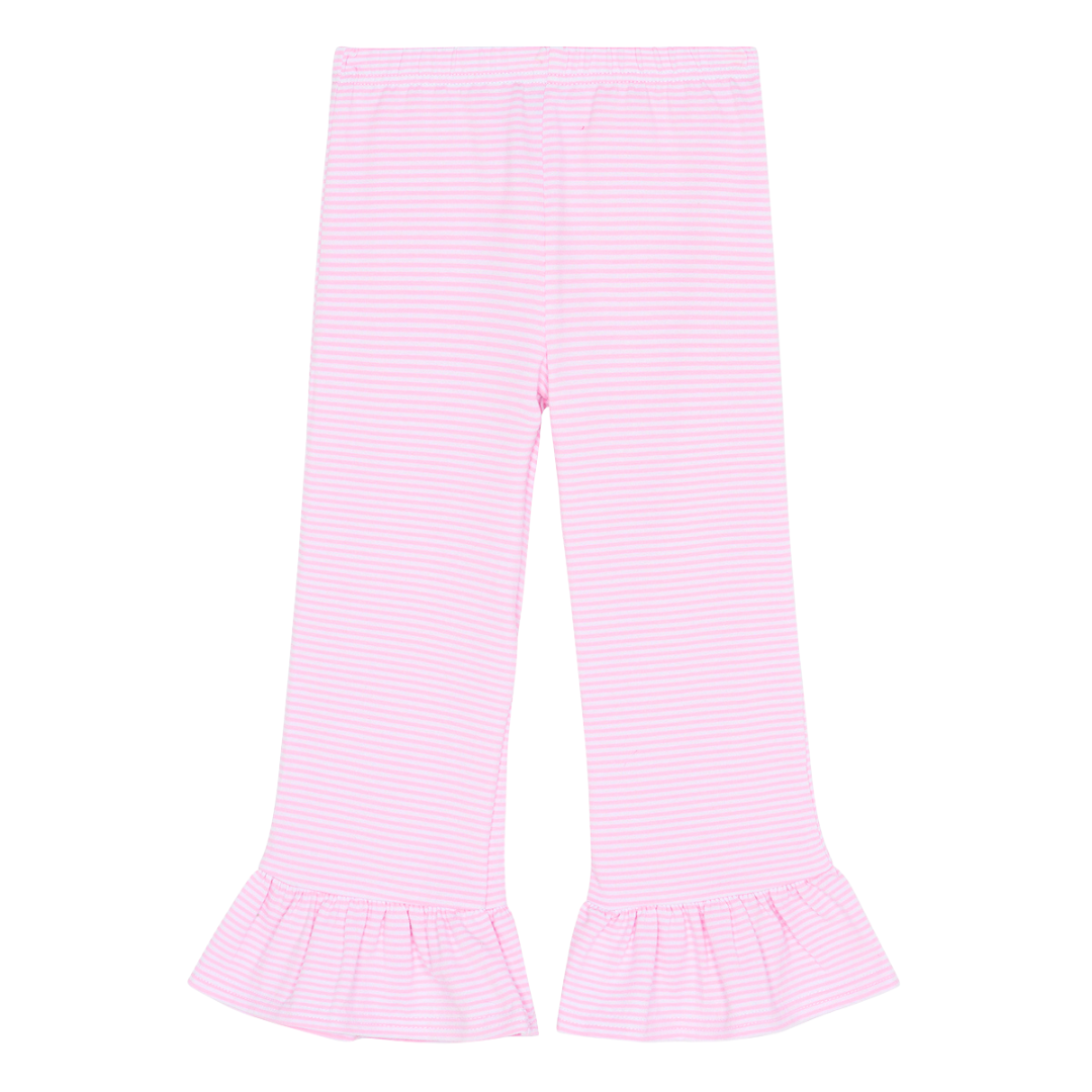 Girl's Micro-Striped Ruffle Pants - alt
