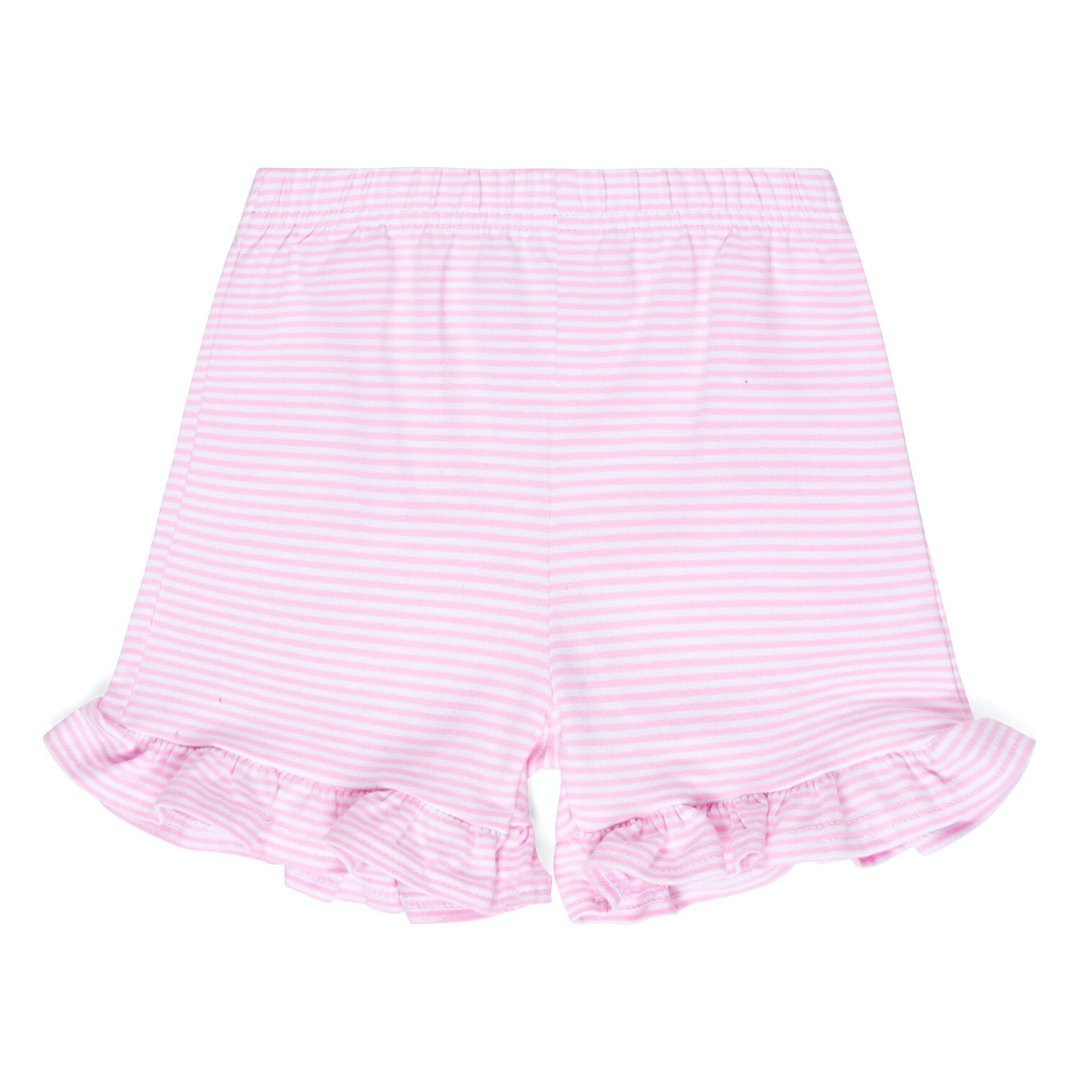 Girl's Micro-Striped Ruffle Shorts - Lavender