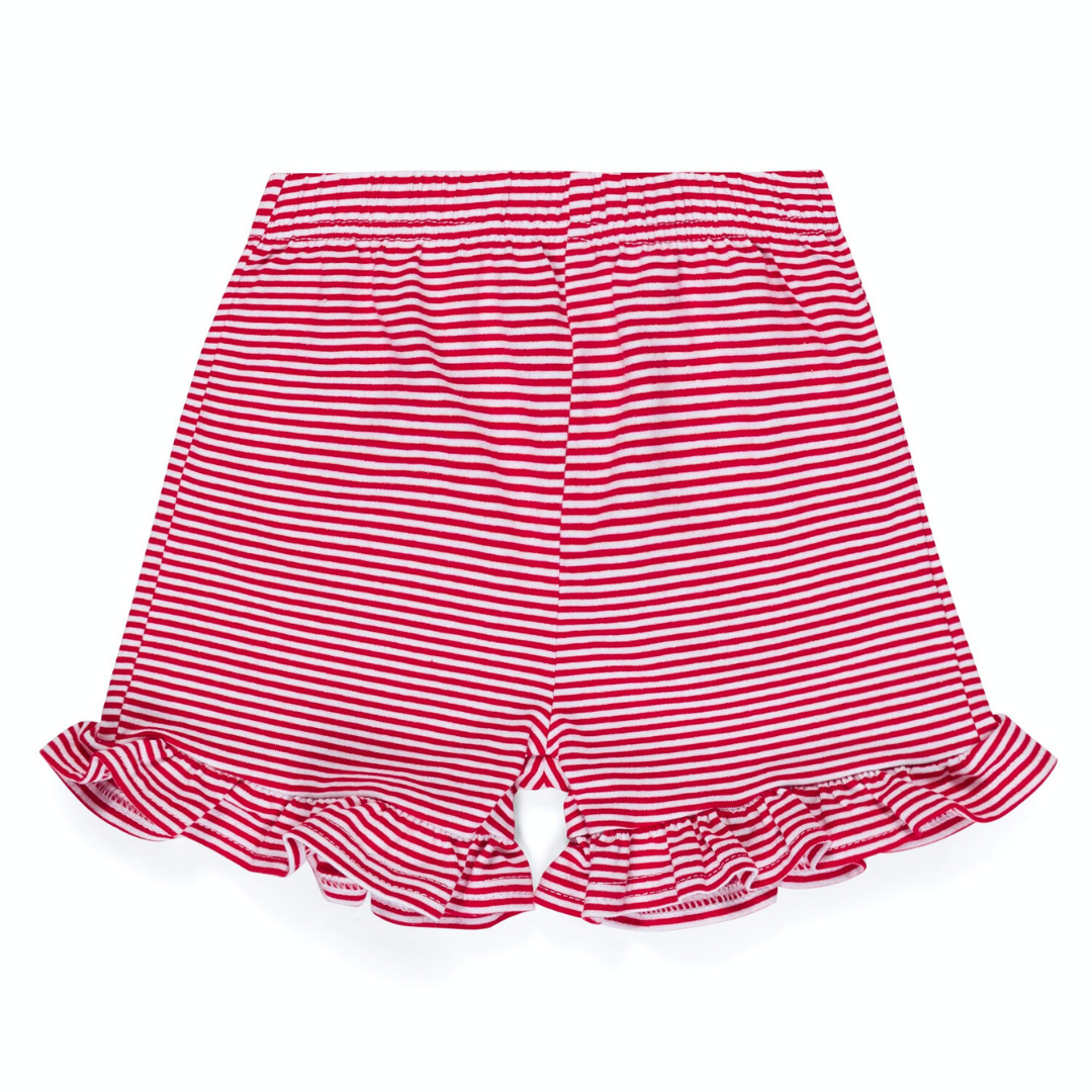 Girl's Micro-Striped Ruffle Shorts - Light Blue
